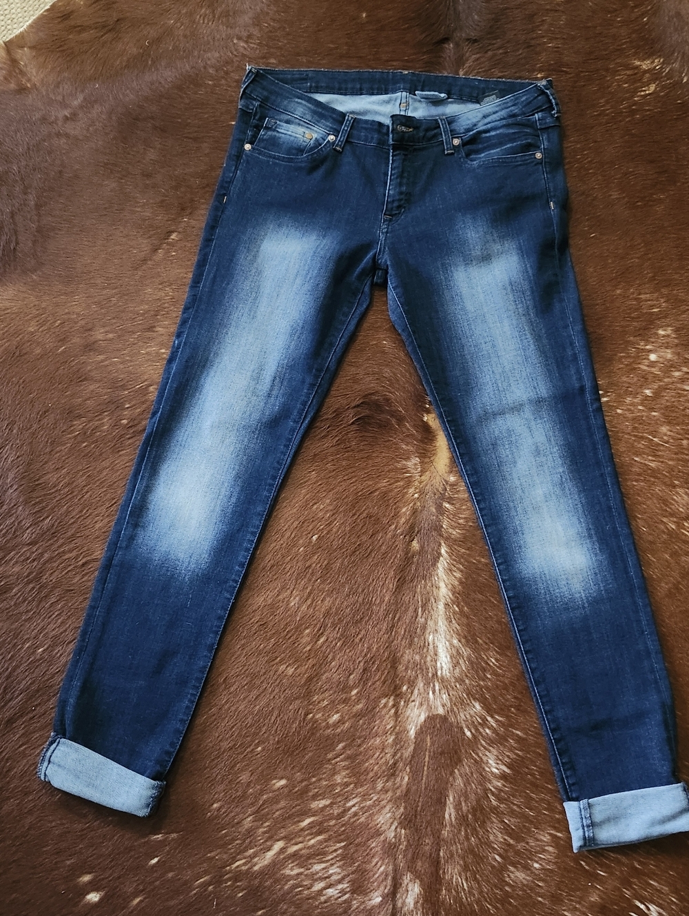 Women's H&M Blue Cropped Cuffed Jeans